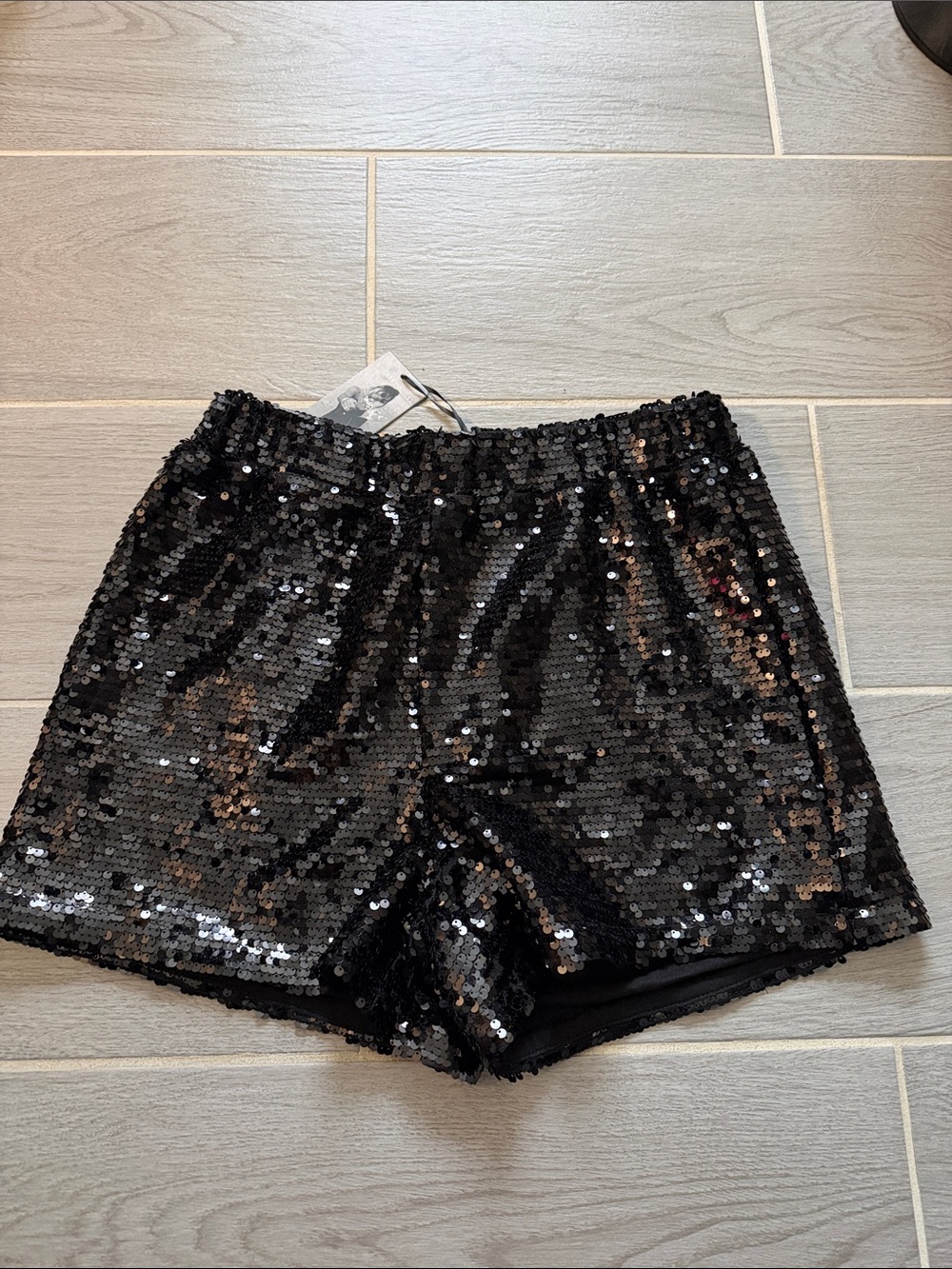 Sincerely Jules Black Sequin High-Waist Women's Shorts